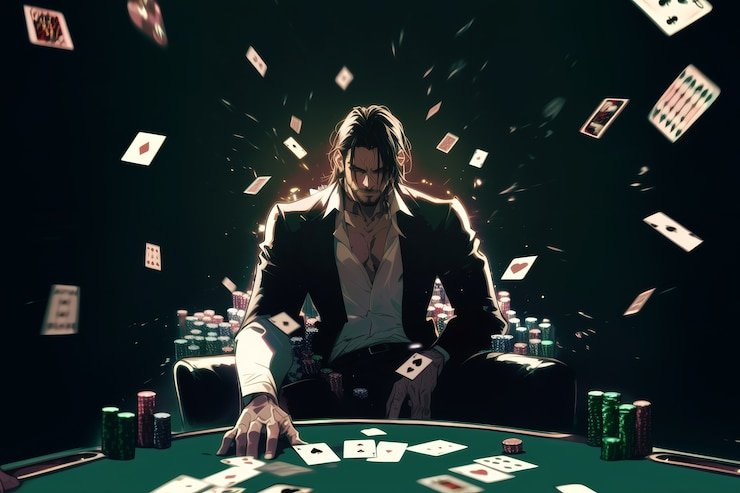 Meja permainan AduQ di platform royal22 menampilkan chip pemain dan kartu aktif
